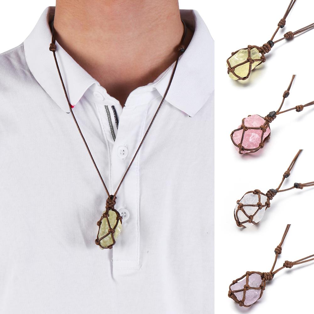 

Рожевий кварц Нерегулярний кристалічний кварц Намисто з натурального каменю Лікувальний кулон Намисто з мотузки 2-Rose Quartz