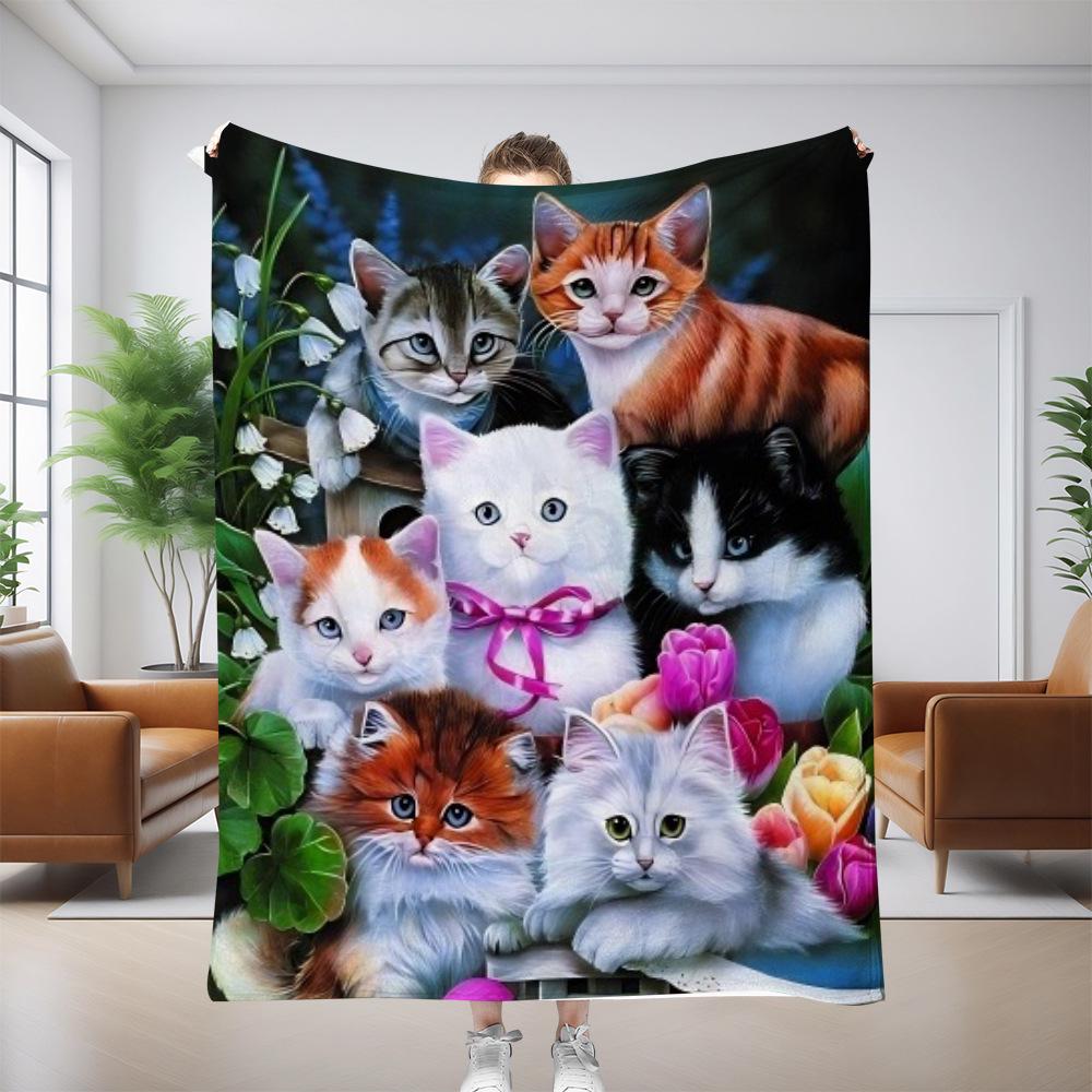 Pătură canapea pisică personalizată: Flanel gros cu imprimeu digital