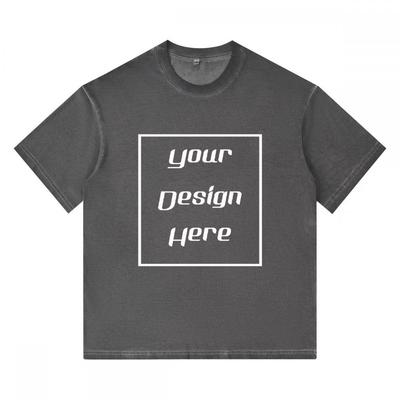 230 GSM 100% Cotton Men Women Retro T-Shirt Customized Pattern Print Over Size Streetwear Shoulder Drop Casual O Neck Short Sleeves Unisex T-Shirt