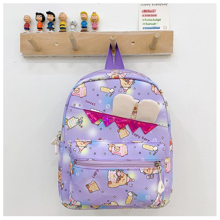 

School bag 2025 new school bag cute cartoon butter bear school bag printed school bag tide фиолетовый