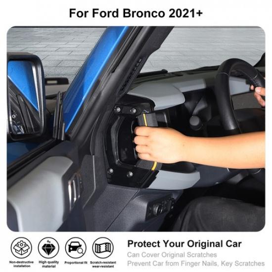 Black For Ford Bronco + Center Console Both Side Grab Grip Handle Cover Trim