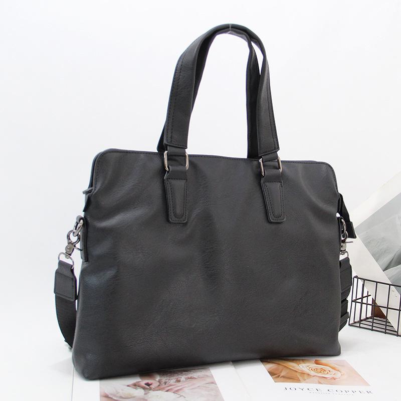 Korean Style Men's Leather Crossbody Briefcase