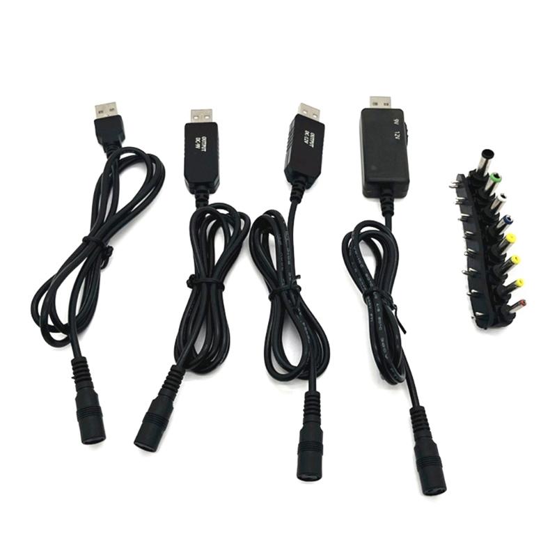 USB 5V į DC9V 12V Maitinimo Kabelis Maršrutizatoriams Garsiakalbiui USB į DC5.5x2.5mm 8 Adapteriai Įkrovimo Kabelis Maitinimo Laidas