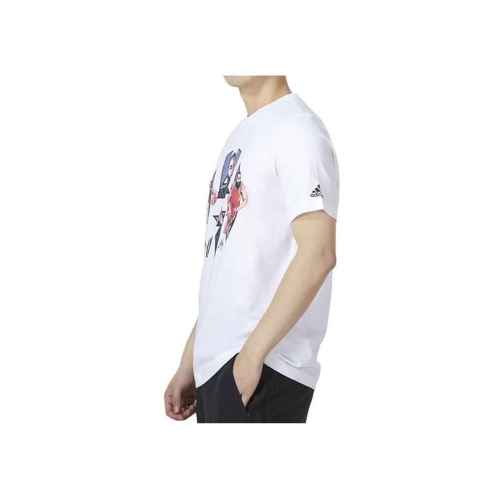 Adidas Harden Logo Graphic Running Training Sports Short Sleeve T-Shirt Men Tops White HS4326