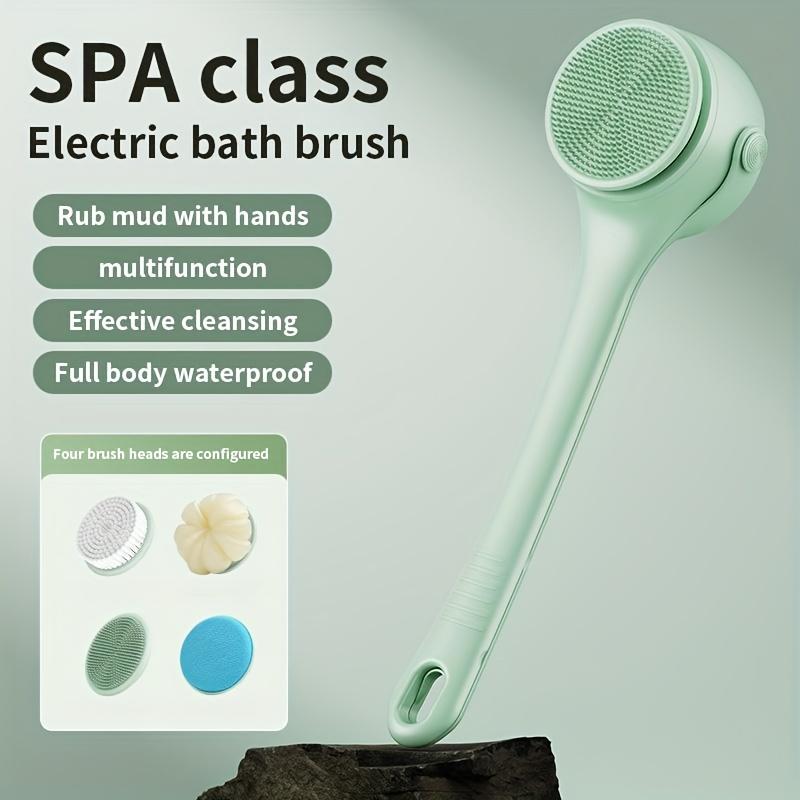 

Four in One Electric Silicone Double Handle Bath Brush, with Long Handle Electric Back To Back Shower Brush, Body Dual Handle Washer зелёный