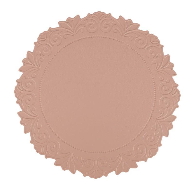 Imitation Leather Embossed Placemat: Waterproof, Oilproof, Heat-Resistant - Christmas Red & Green Floral Design