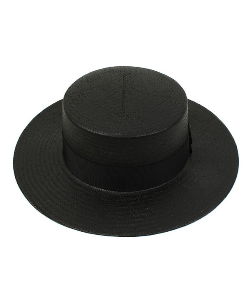 Black Flat Long Panama Hat