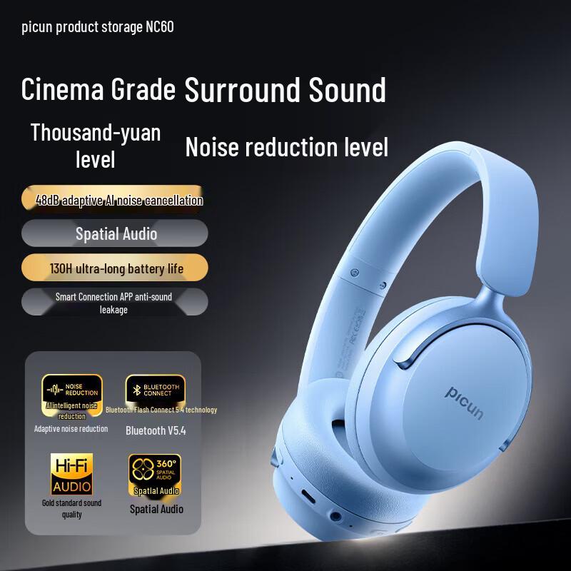 Picun NC60 Wireless Active Noise Cancelling Over-Ear Headphones