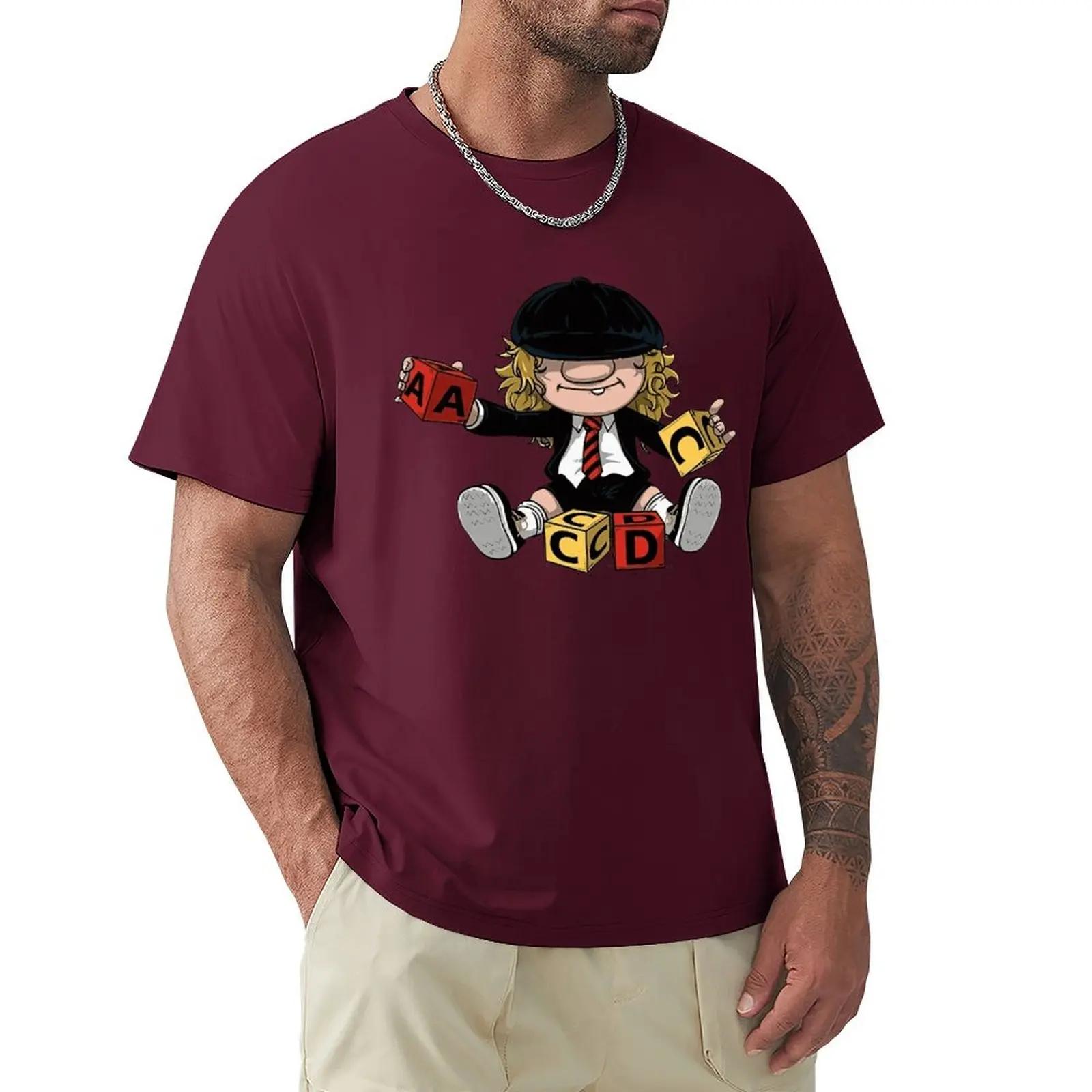 High quality products throughout the four seasons AC_DC Angus Young Hardrock Muziek Band Fan Heren T-shirts Cartoon Grafische T-shirts Coole Kleding met Korte Mouwen Streetwear T-shirts XXL ivoor
