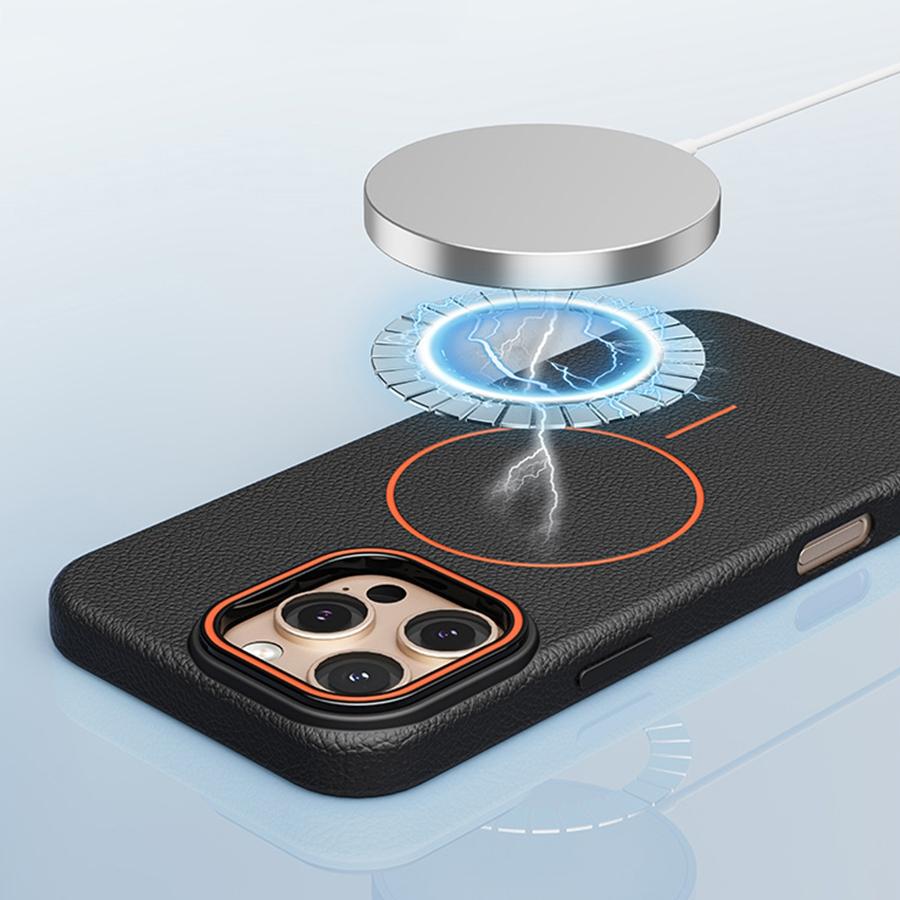 Magnetický ultratenký PU kožený kryt na telefon s texturou liči pro iPhone 16/15/14/13/12/11 Pro Max 16 Plus Kompatibilní s bezdrátovým nabíjením Tenký kryt na telefon