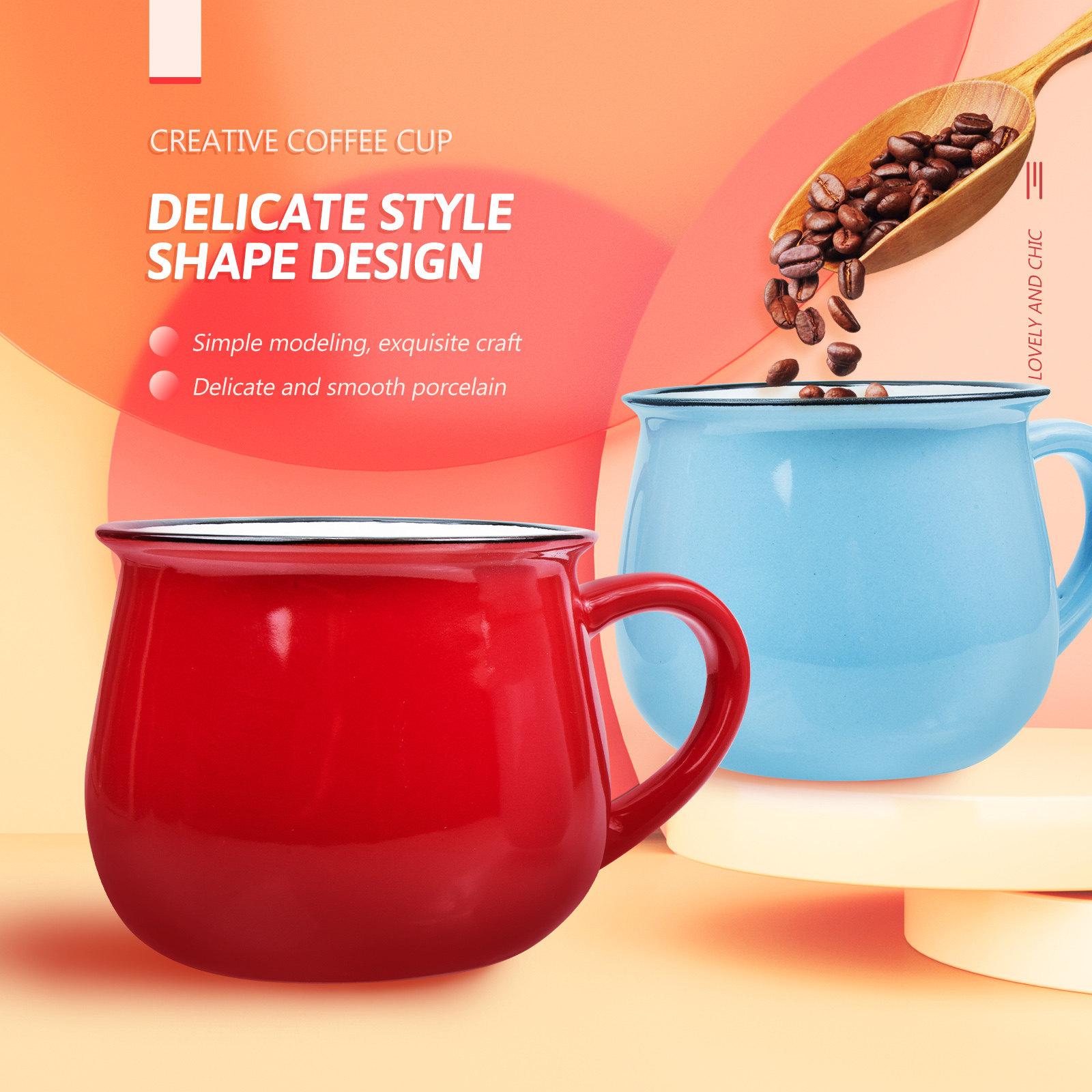 2Pcs Ceramic Coffee Mug Creative Simple Appearance Perfect for Dessert Shop Cappuccino Latte Tea Latte Art Cup other