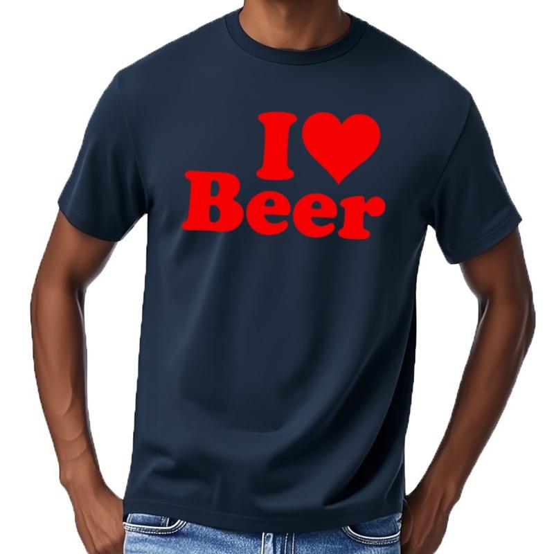 Funny I Love Beer Red Heart Graphic T-shirts Men Women s Fashion Casual T Shirts Cotton Loose Oversized Drinking T Shirts Tops 4XL