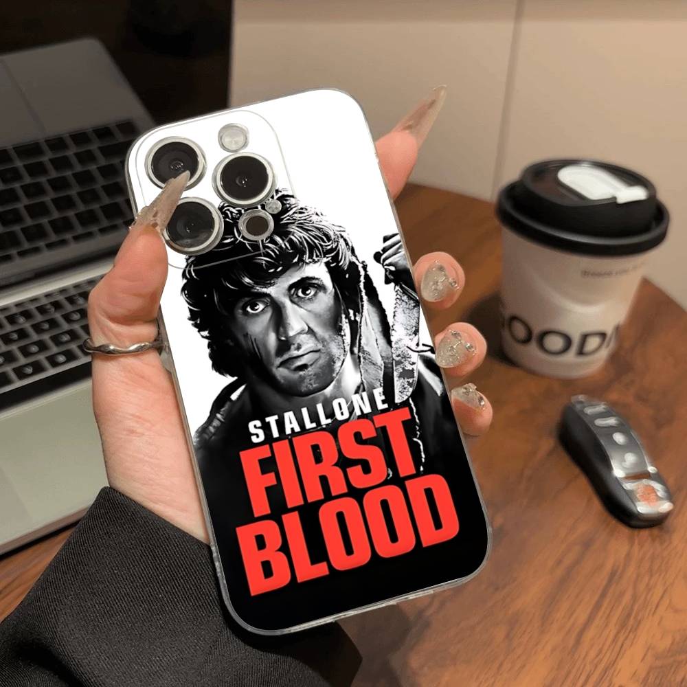 1pc Movie Rambo First Blood Transparent Phone Case For IPhone 16 15 14 13 12 11 Pro Max Plus Soft Cover