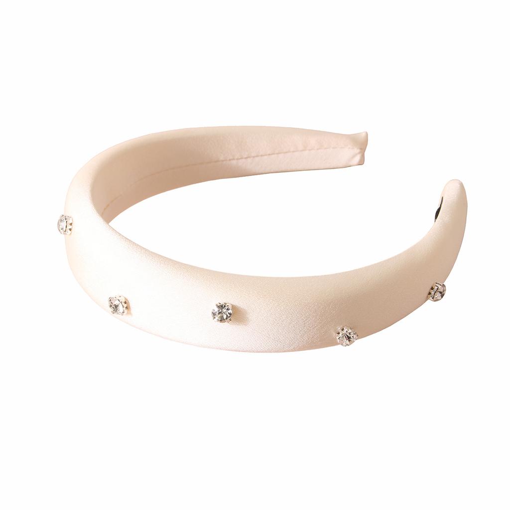 Luxury Rhinestone Sponge Headband for Women High Fluffy Solid Color Hairband Fashion Elegant Hair Accessories Japan/Korean Style