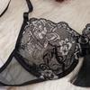 Women's Sexy Lace Lingerie Set Tassel Pendant Decor Push Up Breathable Bra and Panty Set