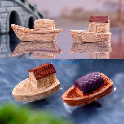 Y3NA 8Pcs Mini Boats Resins Embellishments for Bonsais and Miniature Garden Ornaments