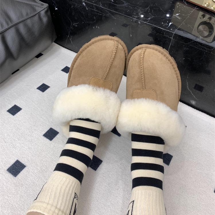 Sangpo slippers women's fluffy winter new sheepskin fur integrated bag head drag warm fluffy slippers outer wear women ins