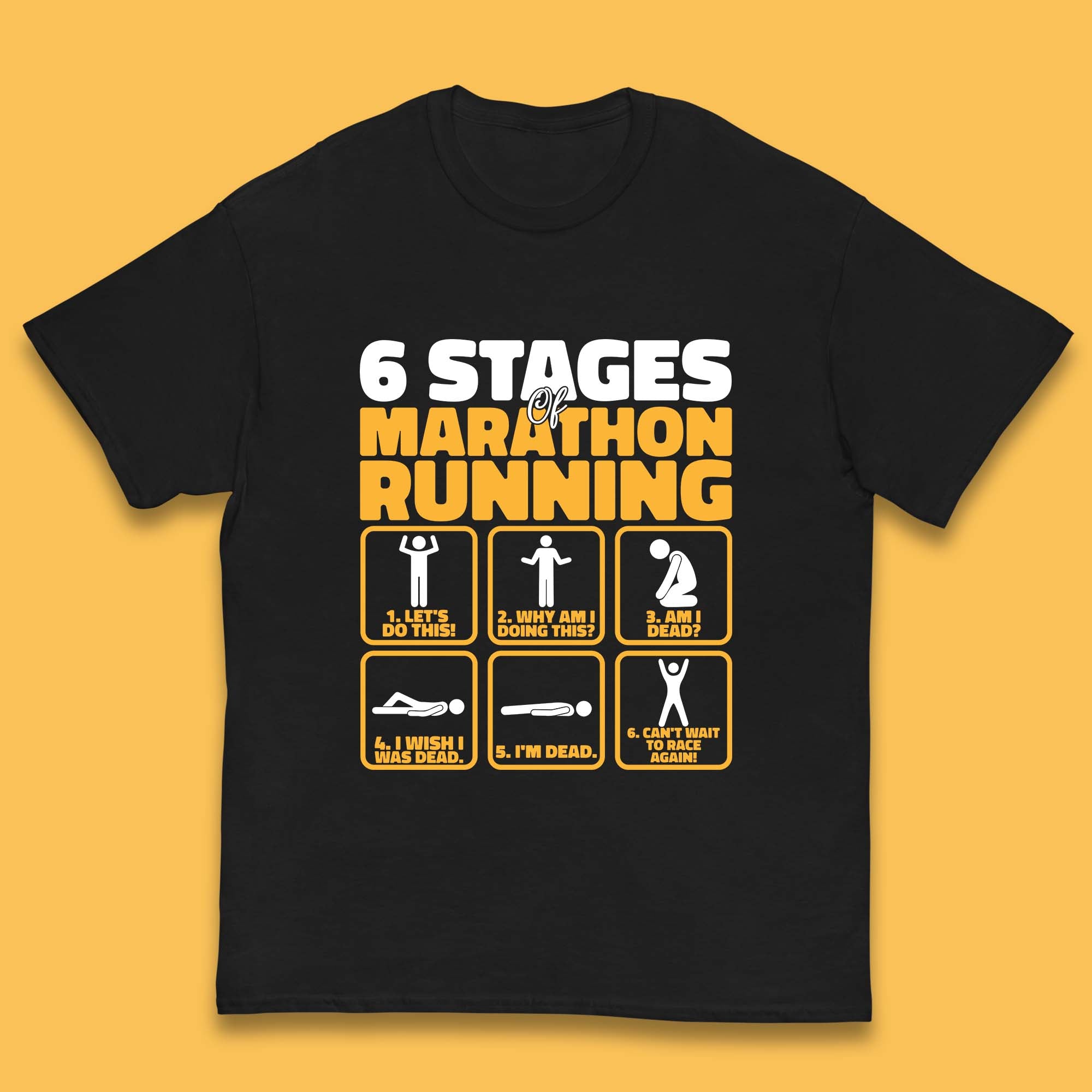 

6 Stages Of Marathon Running Kids T Shirt 100