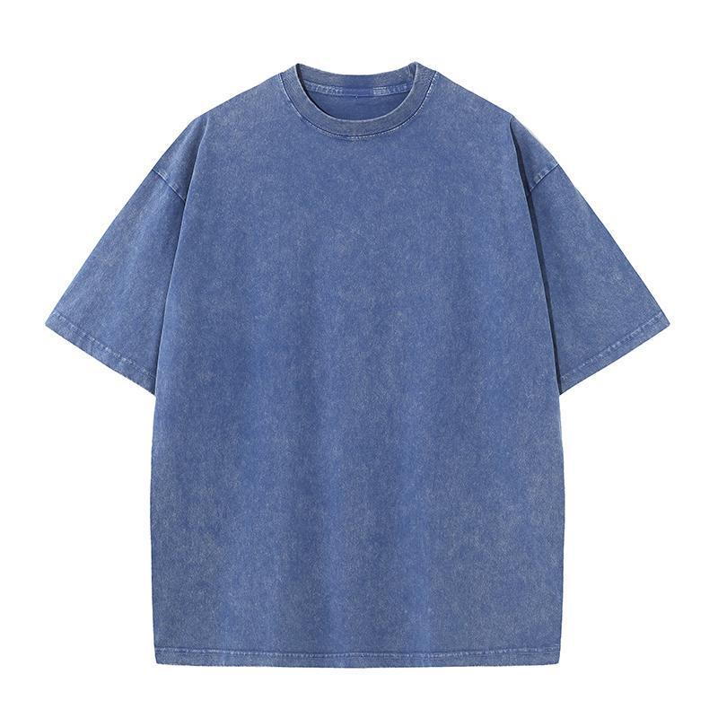 [230g Washed Oversized Distressed Drop Shoulder T-shirt] Cross-Border Trendy European & American Print.
