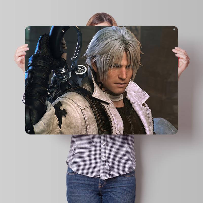 Fina Fantasy XIV Gunbreaker D Texture Printed Poster Custom Vintage Metal Tin Plate Sign for Wall Art Home Decoration Gaming