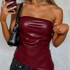 European and American Cross-Border 2024 Autumn Trendy Women Clothes Wrap-around Top Leather European and American Sexy Nightclub Tube Top