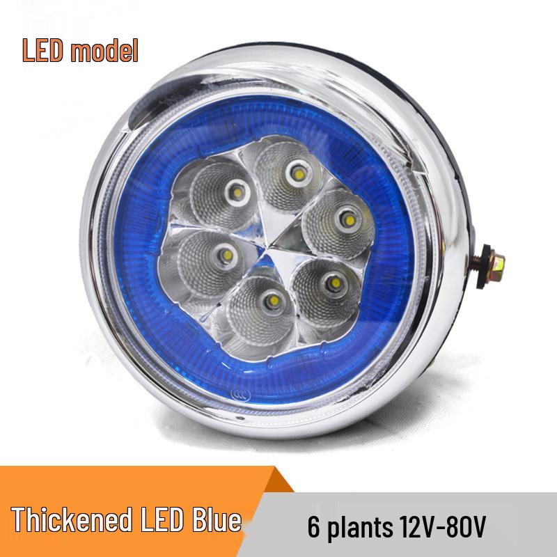 Universal Electric Tricycle LED Headlight: Super Bright, Waterproof, 12v-80v Round Accessory