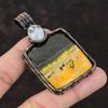 Bumble Bee Jasper Pendant Rainbow Moonstone Pendant Copper Wire Wrapped Pendant Gemstone Jewelry For Gift Handmade Copper Wire Wrap Jewelry