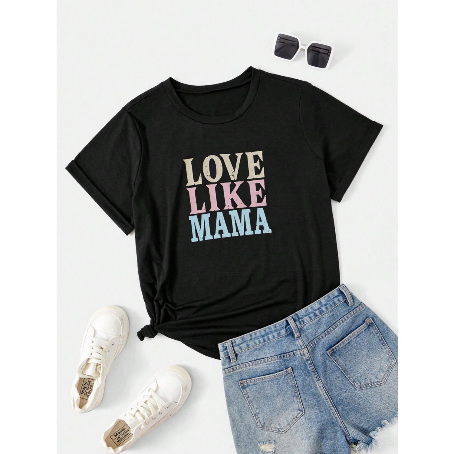 SHEIN LUNE Plus Slogan Graphic Tee S чёрный