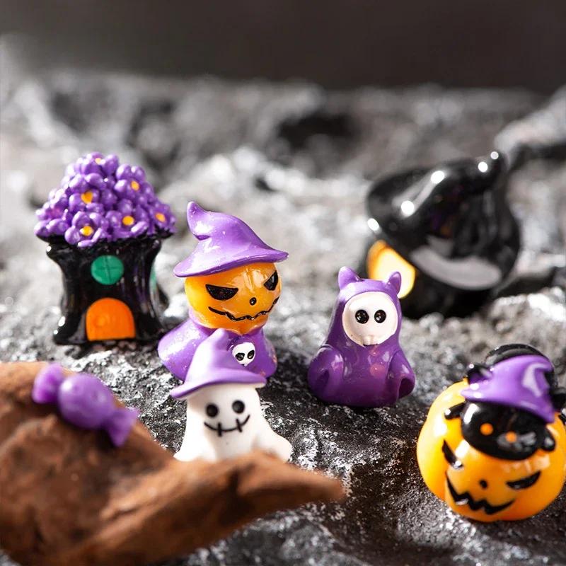 Micro Landscape Halloween Resin Decoration Mummy Ghost Pumpkin Figurines Home Decor Desktop Small Ornaments Miniatures Crafts