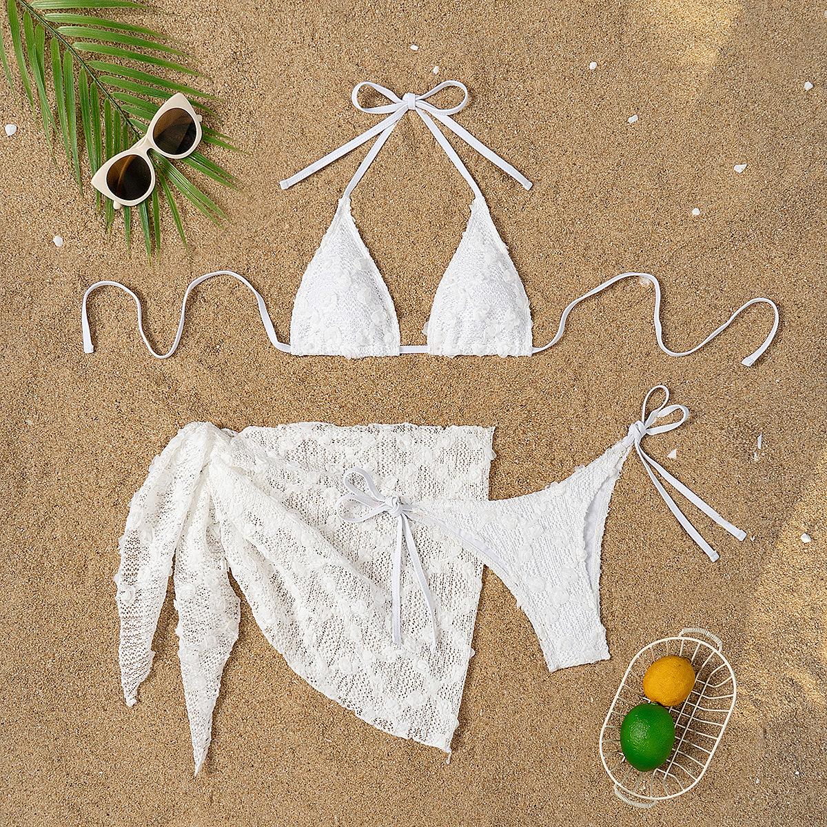 New European And American Split Bikini Mesh Sexy Slim Neck Strap Swimsuit Swimsuit Women S