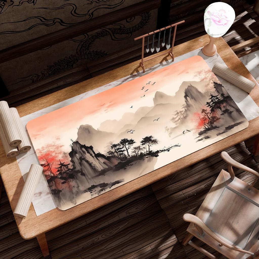 Extra Large Ancient Landscape Mouse Pad - Thick, Lock Edge, One-Piece Desk Mat