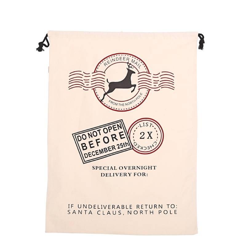 Large Merry Canvas Christmas Santa Sack Xmas Stocking Reindeer Gift Storage Bag