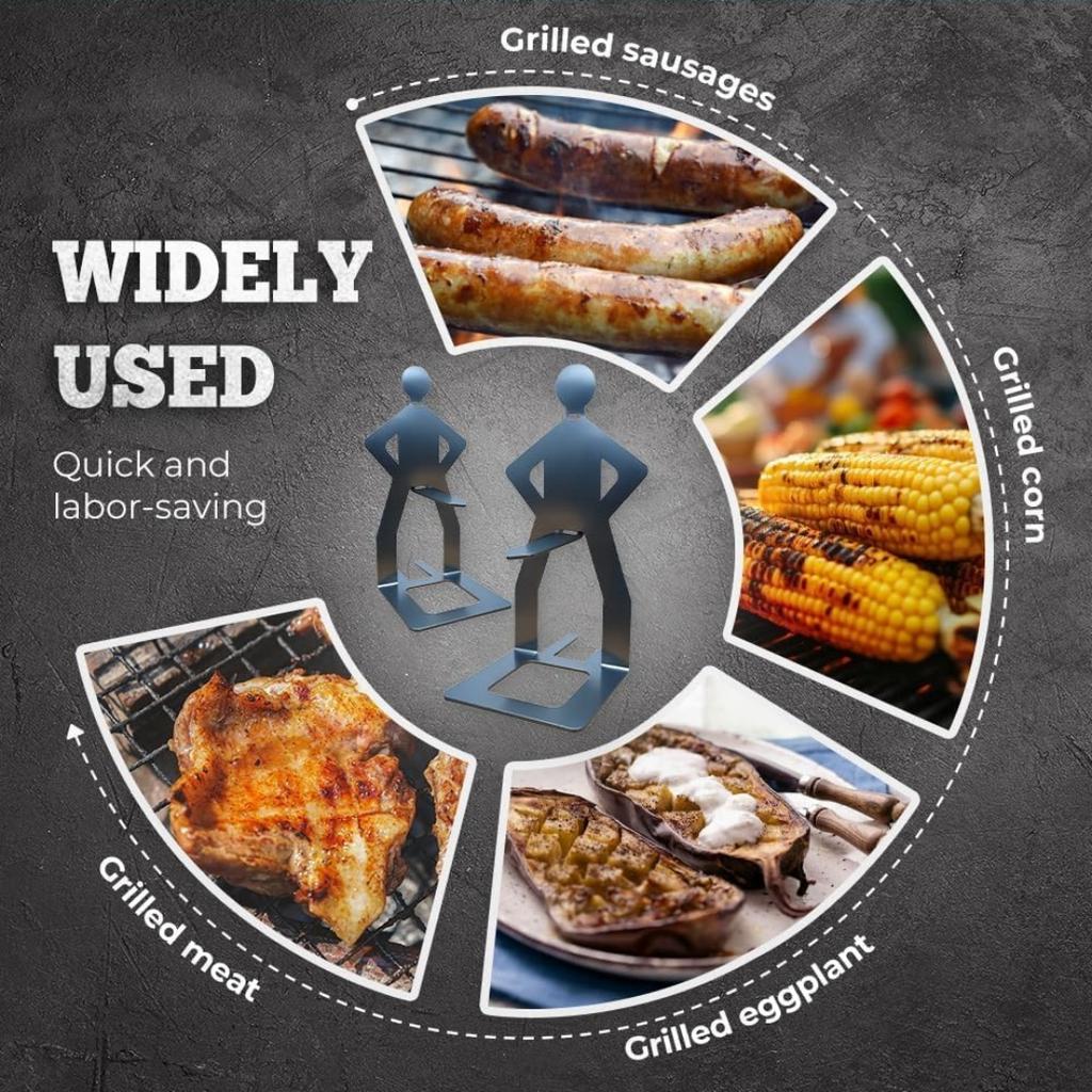 Lustiger Hotdog-Wurstständer Ein wiederverwendbarer Edelstahlgrill Geeignet zum Grillen, Campen, Picknicken, Kochen im Freien, Gegrilltes Fleisch