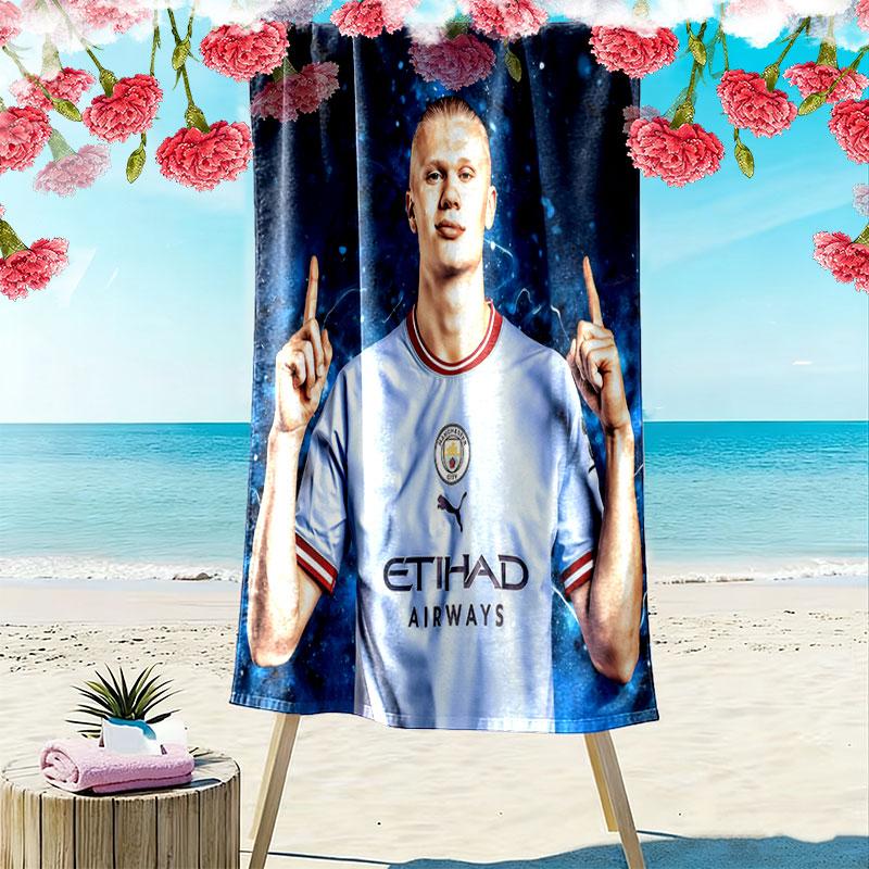 Erling Braut Haaland Print Beach Towel, Large Soft Quick Dry Towel for Beach Camping Swimming