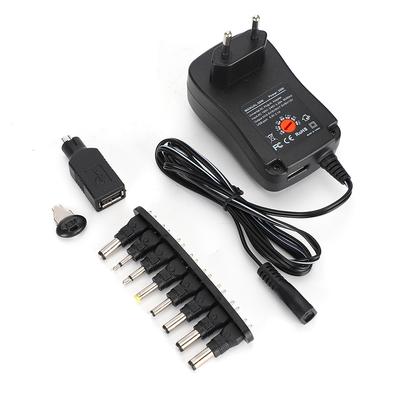 30W Power Supply Adapter Adjustable Voltage 3-12V with 9Pcs DC Connector 2.1A Output
