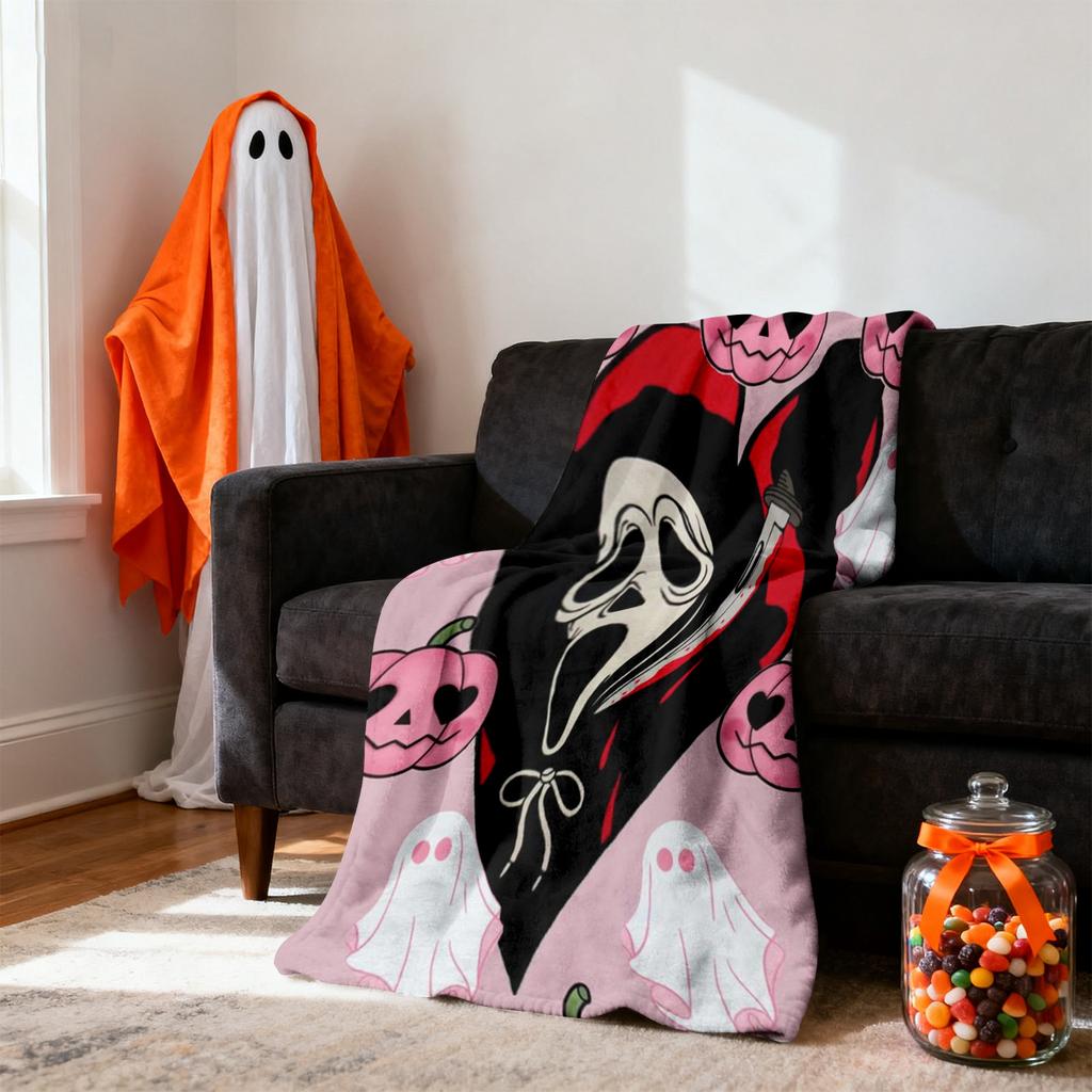 Gothic Blanket, Gift For Ladies And Girls, Spooky Spiderweb Spider Horror Print, Halloween Birthday Christmas Party Gift Home Decor Sofa Throw