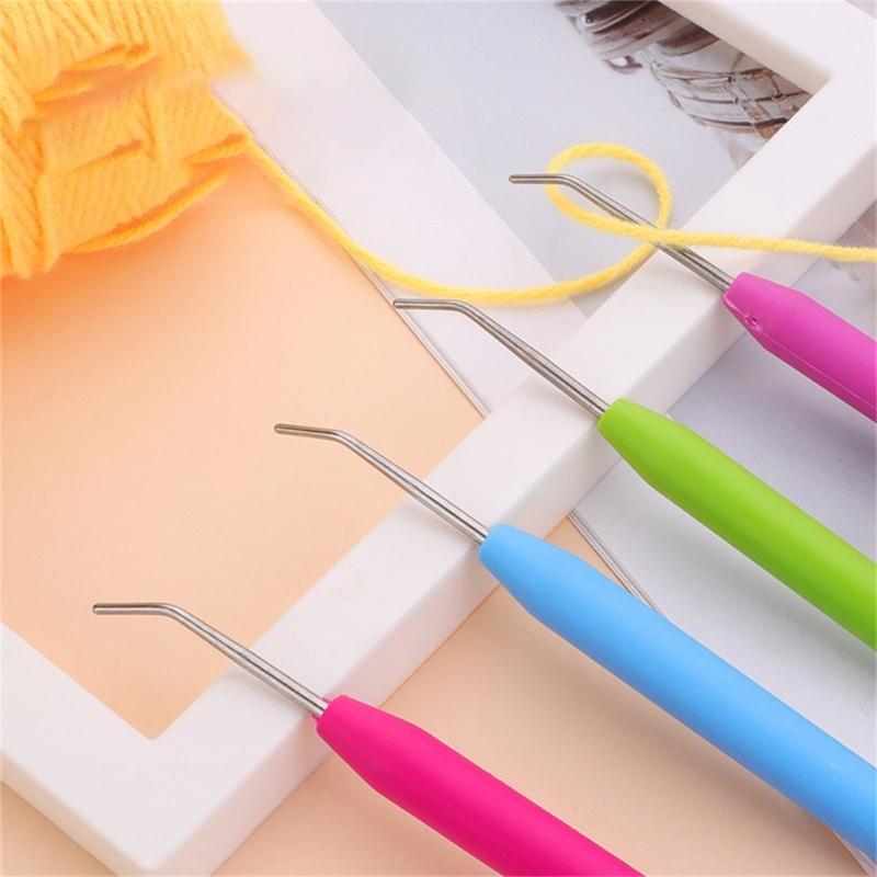 Colorful Loomed Knit Hook Crochet Hooks with Ergonomical Handle Knitting Accessories Multifunctional Knitting Loomed Hook