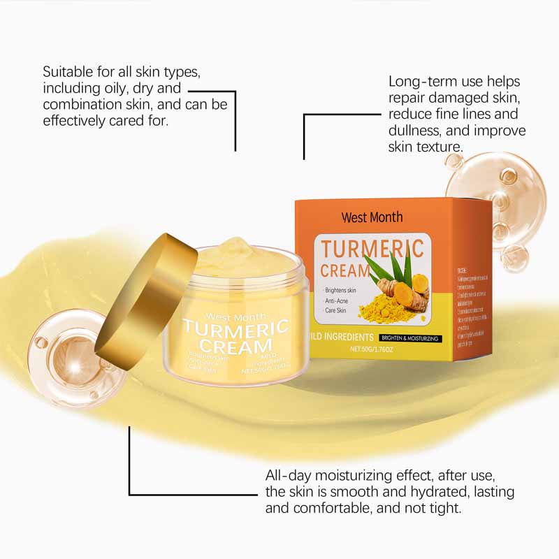 Moisturizing Turmeric Facial Cream Damaged Skin Repair Deep Hydration Nourishing Brightening Face Cream Tender Skin Care Beauty