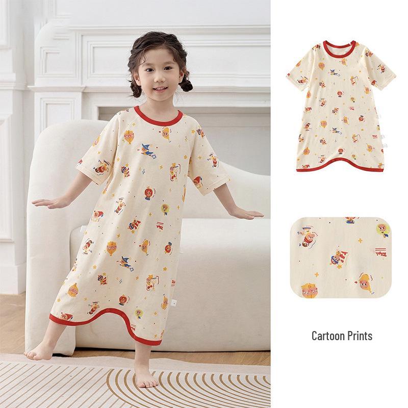 2026 Children s Cotton Fish Tail Sleeping Bag - Cool, Breathable, Printed Summer Style 80 cm