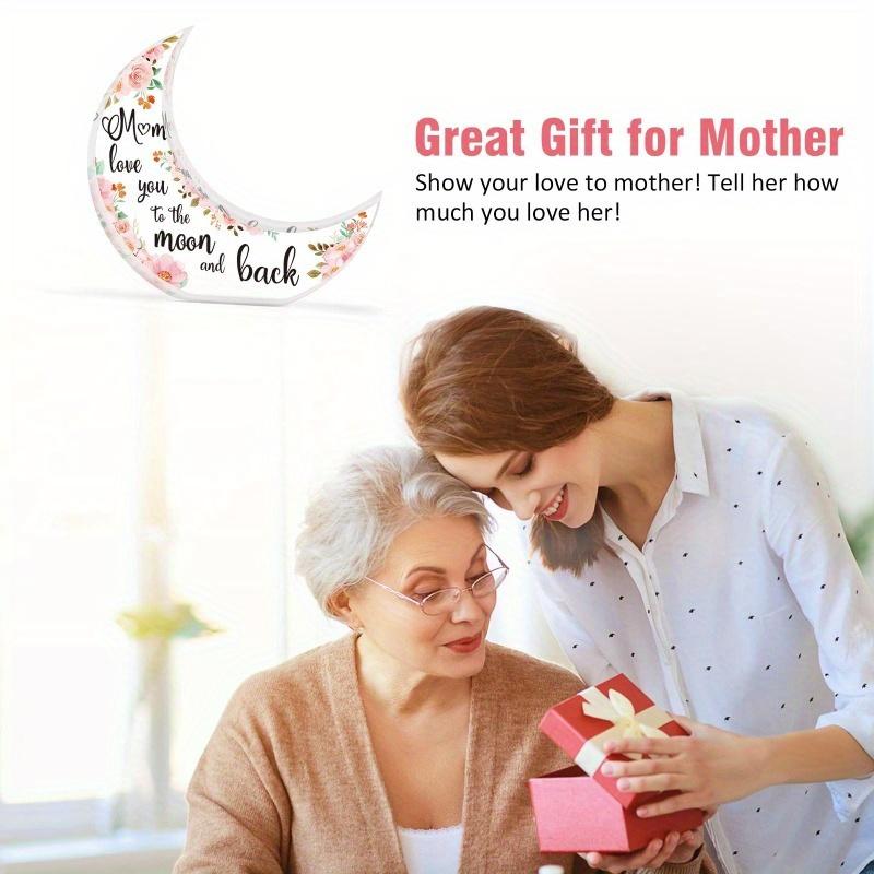 Unique Christmas Gifts for Mum - Moon Shaped Acrylic Plaque, Special Presents for Mum from Daughter & Son