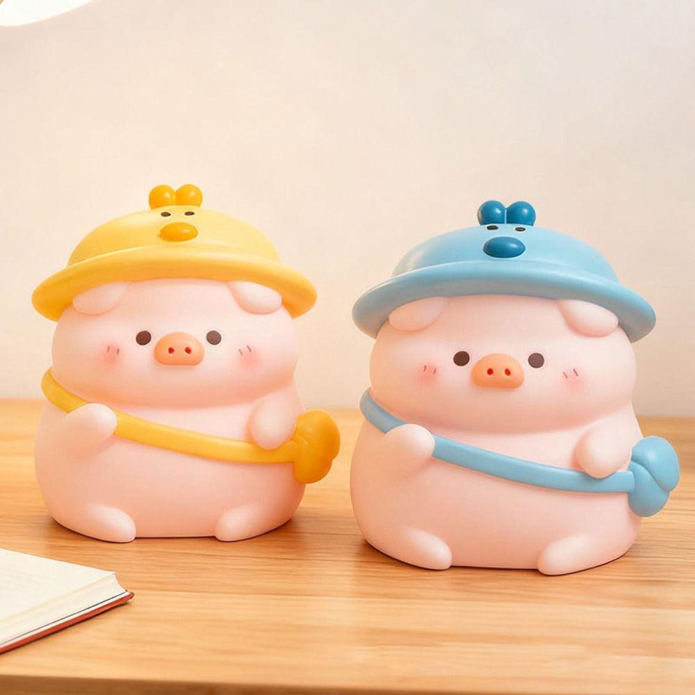 Vinyl Cartoon Pig Money Box Large Capacity Saving Box Cute Piggy Bank  Children Use