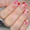 24Pcs Square Press On Nail Valentine French Fake Nail Acrylic False Nail,Artificial Nail Glues On Nail for Womens Girls