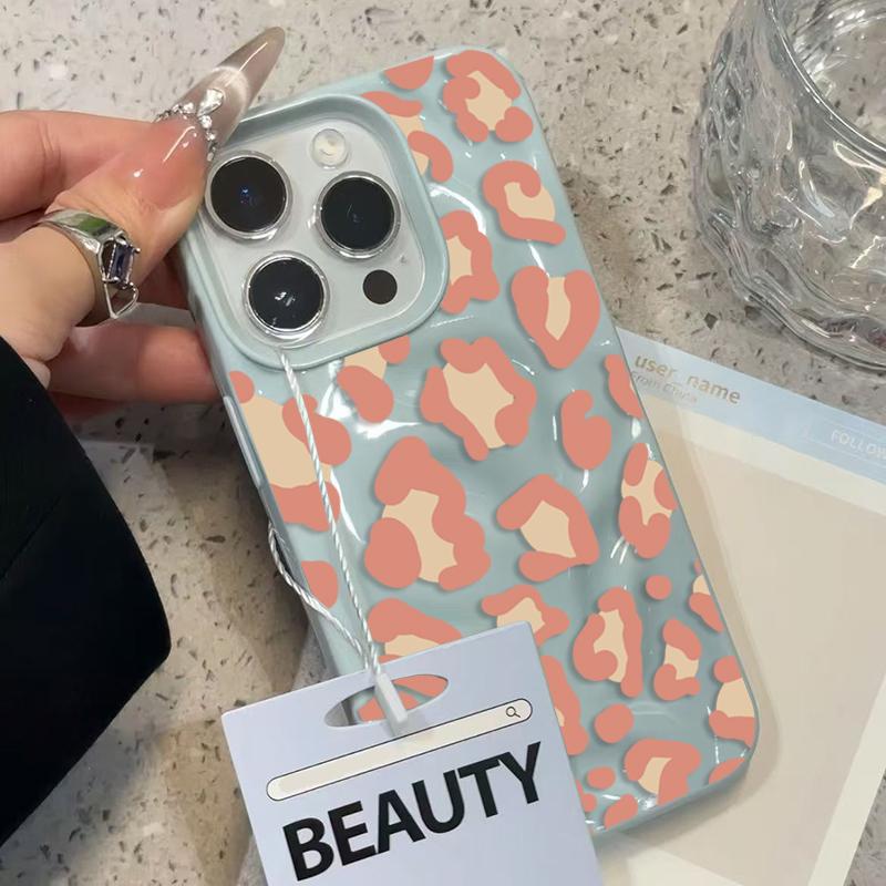 Rosa Leopardenmuster Falttextur Handyhülle Für iPhone 17 Pro Max Air 16E 16 Plus 15 14 13 12 11 Stoßfest Süßigkeiten Bumper Abdeckung