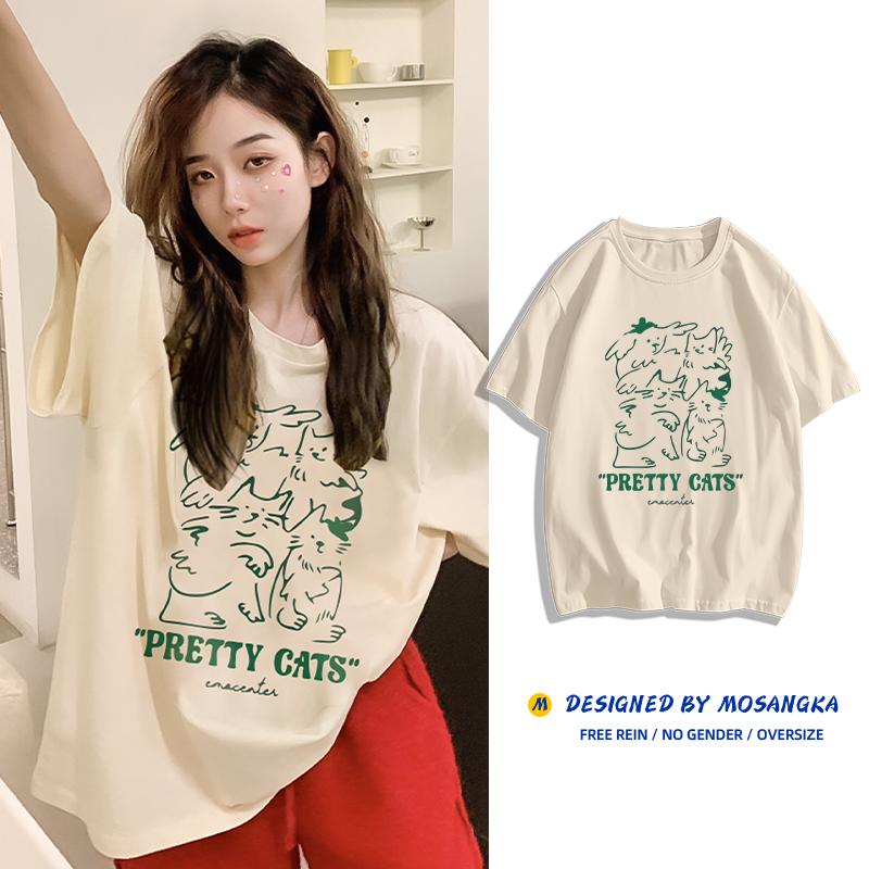 

Летняя свободная женская футболка большого размера с короткими рукавами