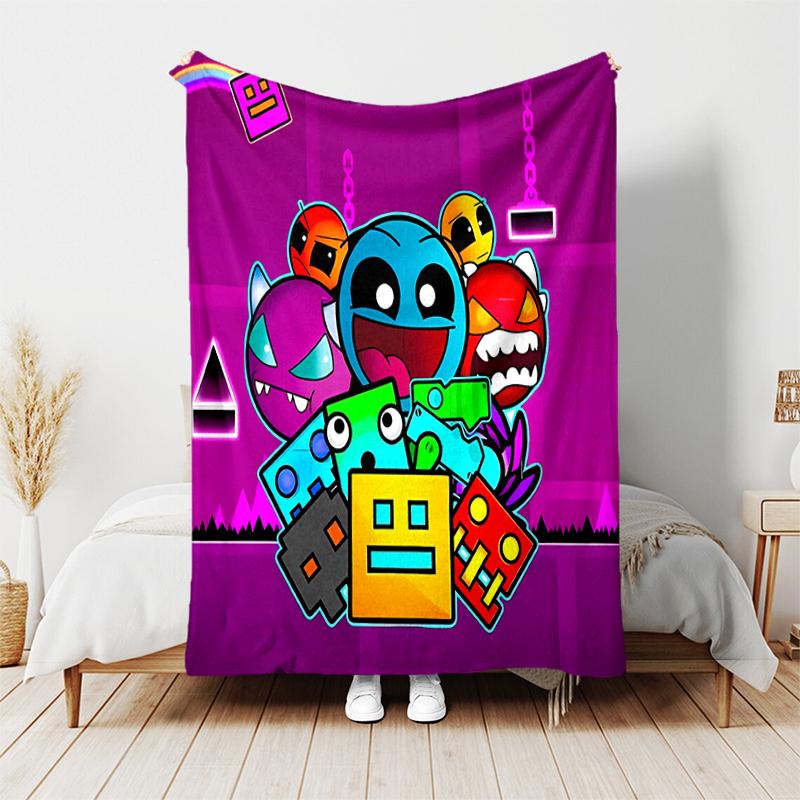 1pc Blanket Geometry Dash5 Print Design, Lightweight Blanket for Sofa, Bed- Soft &Warm, Gift for All Seasons like Christmas, Halloween