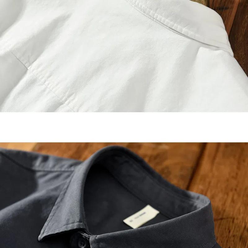 Japanese Style Workwear Men Tops Spring/Autumn Casual Long Sleeve Pure Cotton Loose Shirt Stitching Youth Popular Shirts with Pocket