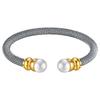 Personality Cable Pearls Titaniums Steel Bracelet Adjustable Open Bangle Two Color Electroplated Wristband for Women