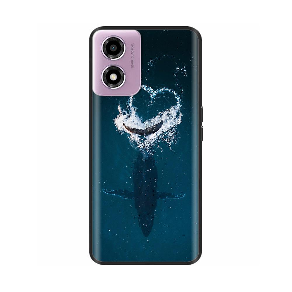 Für Motorola Moto E14 Hülle Niedliche Bemalte Weiche Schwarze Silikonhülle 6,56'' Stoßfeste Handyhülle Für Motorola E14 E 14 MotoE14 Taschen