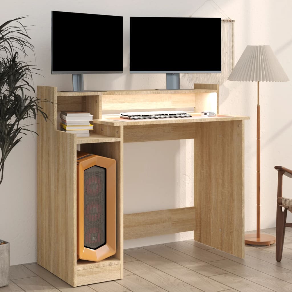 LED Desk in Sonoma Oak 97 x 45 x 90 cm Particleboard