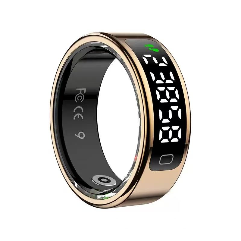 2026 Touch Display Smart Ring R11C with Charging Box-1ATM Waterproof Step Health Tracker 5.2 BLE Heart Rate Blood Oxygen Monitor